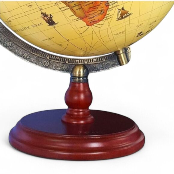 Annova 10" Antique Globe with Brass Metal Arch and Solid Wood Base World Map - Picture 12 of 15